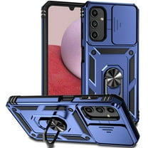 Armor Case for Samsung Galaxy S24 FE with Camera Lens Sliding Cover & Ring Stand & Support Magnetic Car Mount, Military Grade Shockproof Heavy Duty Protective Case for Galaxy S24 FE, Blue
