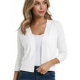 thumbnail image 2 of Women's 3/4 Sleeve Cropped Open-Front Cardigan – Lightweight Knit Shrug Sweater for Spring and Summer Layering, 2 of 5