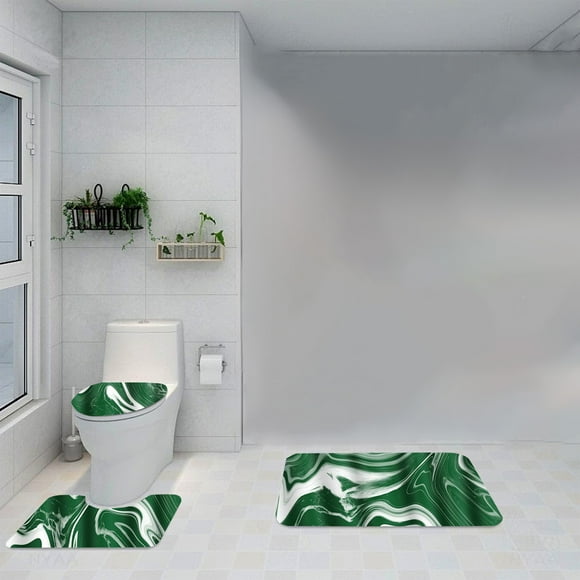 Juego de alfombras de baño y funda para la tapa del inodoro | Alfombra antideslizante para el suelo del baño | Alfombra de inodoro en forma de U con superficie de franela