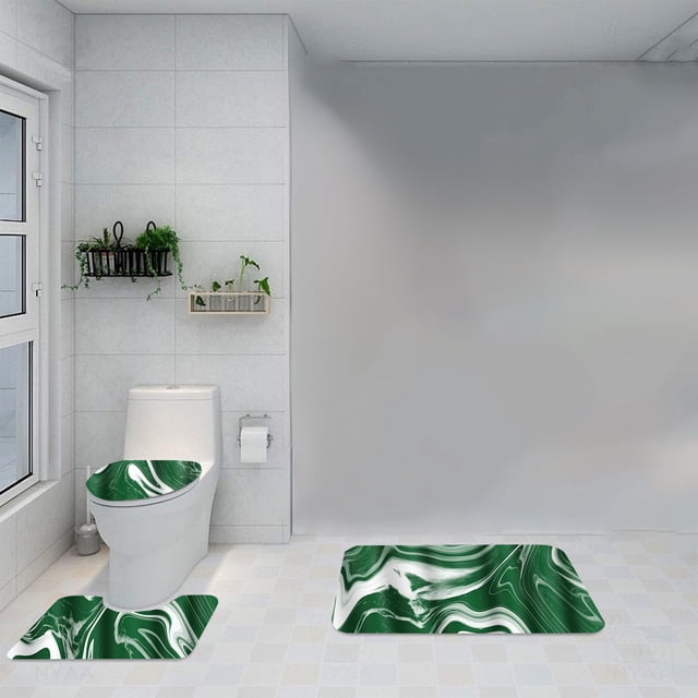 Chmadoxn Bathroom Rugs, Rugs for Living Room, Area Rug, Bath Mat Bathroom Decor 3 Pcs Rug Set With ColorfulMarble Bathroom Set With AntiSlip Rug Toilet Lid Cover And U Shape Mat Bathroom Rugs