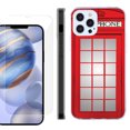 thumbnail image 1 of Slim Fit Protective Phone Case for Apple iPhone 12 / iPhone 12 Pro, with Tempered Glass Screen Protector, by OneToughShield ® - Phone Booth Red, 1 of 3