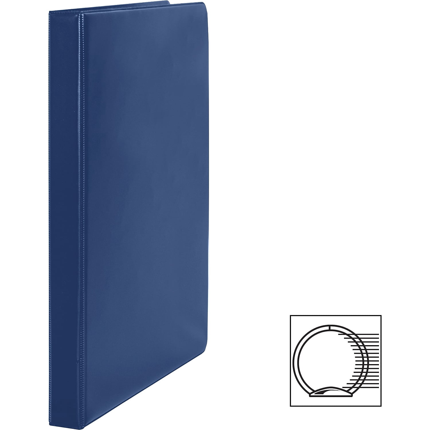 Business Source Round Ring Binder w/ Pockets 1/2" Dark Blue 28525