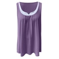 thumbnail image 4 of safuny Clearance Flowy Tank Tops Swing Tunic for Women Solid Splicing Retro Camisole Sleeveless Round Neck Vest Leisure Comfy Relaxed Beach Blouses Fashion Summer Purple L, 4 of 4