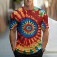thumbnail image 2 of VBTAPA 2025 Summer Fashion T-shirts for Men Tie Dye Print Short Sleeve Round Neck Tees Casual Streetwear Tops Wine L, 2 of 6