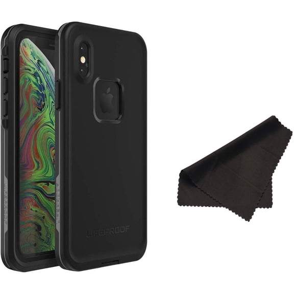 Lifeproof FR Series Waterproof Case for iPhone Xs (ONLY) with Cleaning Cloth - Retail Packaging - Asphalt (Black/Dark Grey)
