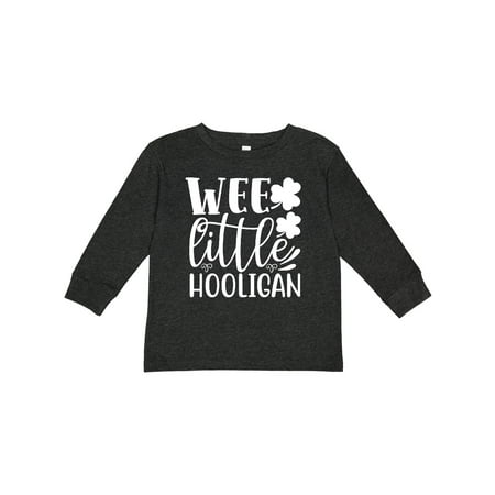 

Inktastic St. Patrick s Day Wee Little Hooligan with Shamrocks Boys or Girls Long Sleeve Toddler T-Shirt