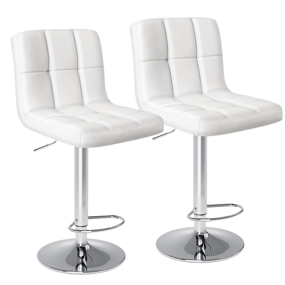edx Bar Stools Set of 2 with PU Leather, Swivel High Back Bar Stools for Kitchen Island, Bar Stools, White