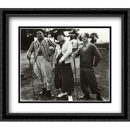Three Stooges Golf Picture Three Stooges Golf With Friend 28x28 Double Matted Large Black Ornate Framed Movie Poster Art Print ()