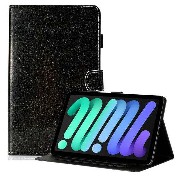 Allytech Stand Folio Case for iPad Mini 6(8.3"), iPad Mini 6th Gen 2021 Cover with Pen Holder, Black PU Leather Scratch-Free Anti-Slip Book Style Card Holder Case for iPad Mini 6 2021, Black