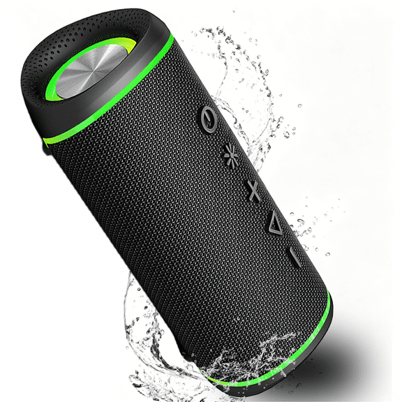 Portable Bluetooth Speaker with RGB Lights, IPX6 Waterproof Wireless Speaker 10H Playtime, Outdoor Loud Speaker with TWS Pairing for Bike Beach Party Home, Black