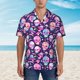 thumbnail image 2 of Fotbe Skull mushroom colorful cute Camisa Hawaiana para Hombre Unisex – Camisa Casual de Verano con Botones de Manga Corta de Algodón y Lino,Small, 2 of 7