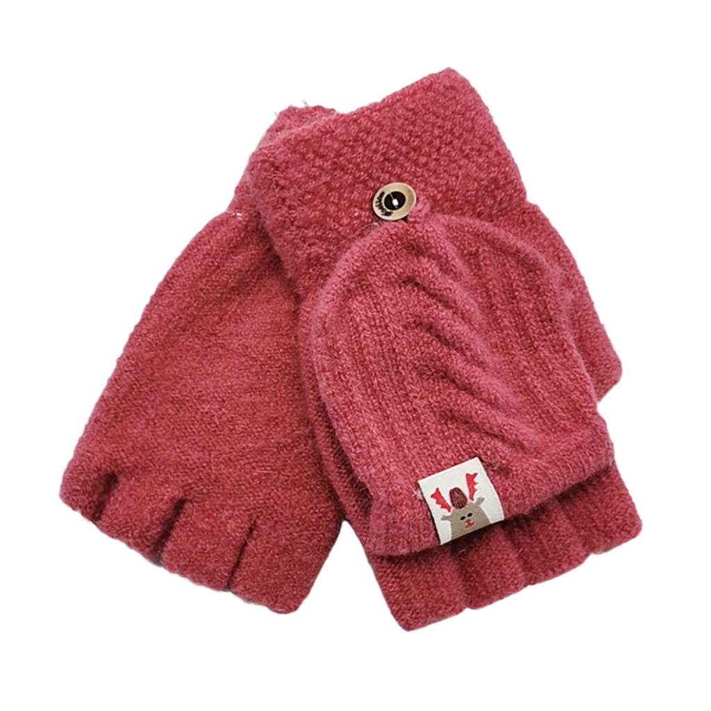 BOFETA Kids Convertible Flip Fingerless Warm Gloves Thermal Cute Gloves for Winter 