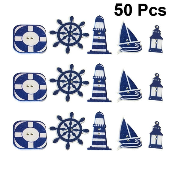 Topbathy Nautical Style Plastic Buttons for Clothes DIY Blue Sewing Project Supplies 50Pcs Mixed Style