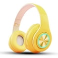 thumbnail image 4 of Bluetooth Over Ear Headphones, Wired & Wireless Yellow Gaming Headphone, Colorful LED Lights, Foldable Hi-Fi Stereo Headphones with Mic & 3.5mm Jack Suitable for Classroom/Home Office/PC/Mobile, 4 of 8