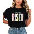 thumbnail image 5 of Ink Printed Image NOT a Quilt Patch Easter He Is Risen Shirt for Women Christian Spring Tee Black Shirt Adult Small, 5 of 7