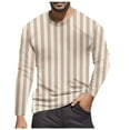 thumbnail image 3 of T Shirts for Man Long Sleeve Fall Warm Striped Color Block Tops 2025 Casual Classic Crew Neck Slim Stretchy Comfortable Mens T-Shirts Khaki S, 3 of 5