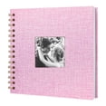 thumbnail image 2 of 8 Inch DIY Scrapbook Album, 20 Sheets Lay-Flat Linen Hardcover Photo Memory Book with Custom Window & 3 Photo Corner Stickers, Acid-Free Archival Album for Wedding Travel Baby Birthday Gifts, Pink, 2 of 5
