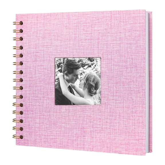 BinKFF 8 x 8 Inch Scrapbook Photo Album Linen Cover, Hardcover Kraft White Pages Memory Book, for Travel Wedding Guest Book Christmas Baby Shower Fits 4x6 & Instant Photos