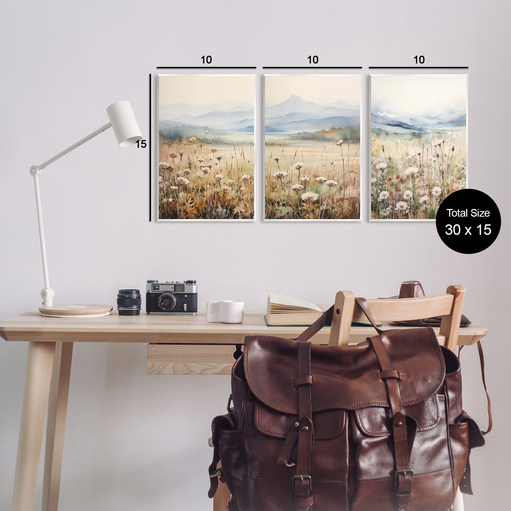Stupell Industries In The Field Landscape Landscape Painting Unframed Art Print Wall Art, 10 x 15, Set of 3