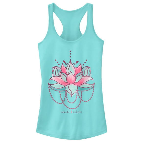 Junior's CHIN UP Inhale Exhale Lotus Flower Racerback Tank Top Cancun 2X Large