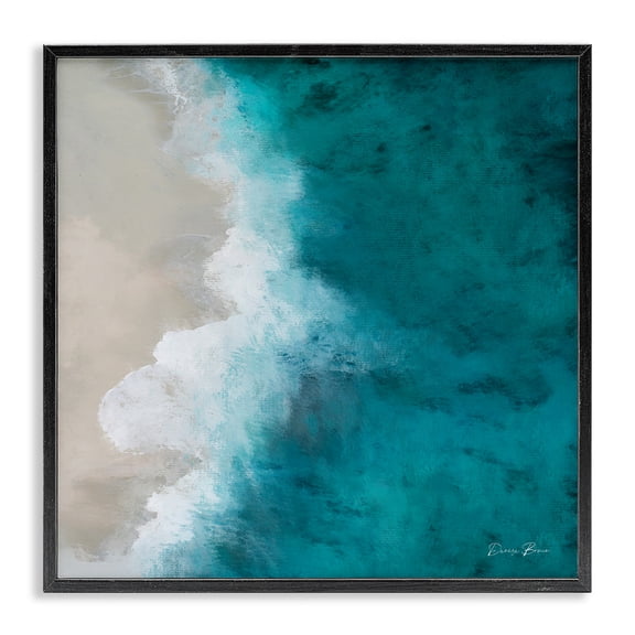 Stupell Industries Contemporary Aerial View Shoreline Beach Ocean Foam Black Framed Giclee Art, 12 x 12, by Denise Brown