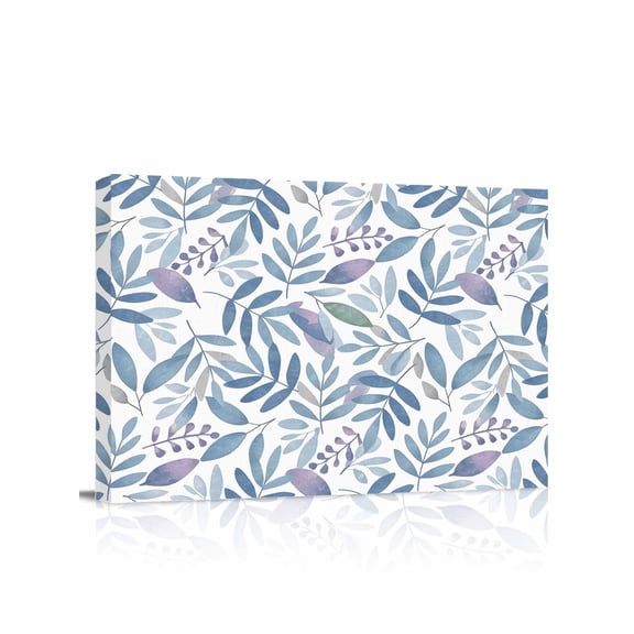 Canvas Print Wall Art Blue Purple Leaf Botanical Leaves Vintage Watercolor Framed Canvas Art Wall Decor Pictures Painting Morden Artwork for Living Room Bedroom, Ready to Hang - 12"x16"