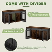 NARTRU 72.4 Large Double Dog Crate Kennel Furniture with Divider and 2 Drawers for 2 Medium or Large Dogs Indoor, Brown+Black