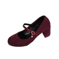 thumbnail image 2 of Miluxas Women's Mary Jane Pumps, Block Heel, Round Toe, Ankle Strap with Buckle, office Dress Shoes Wine 9.5(43), 2 of 9