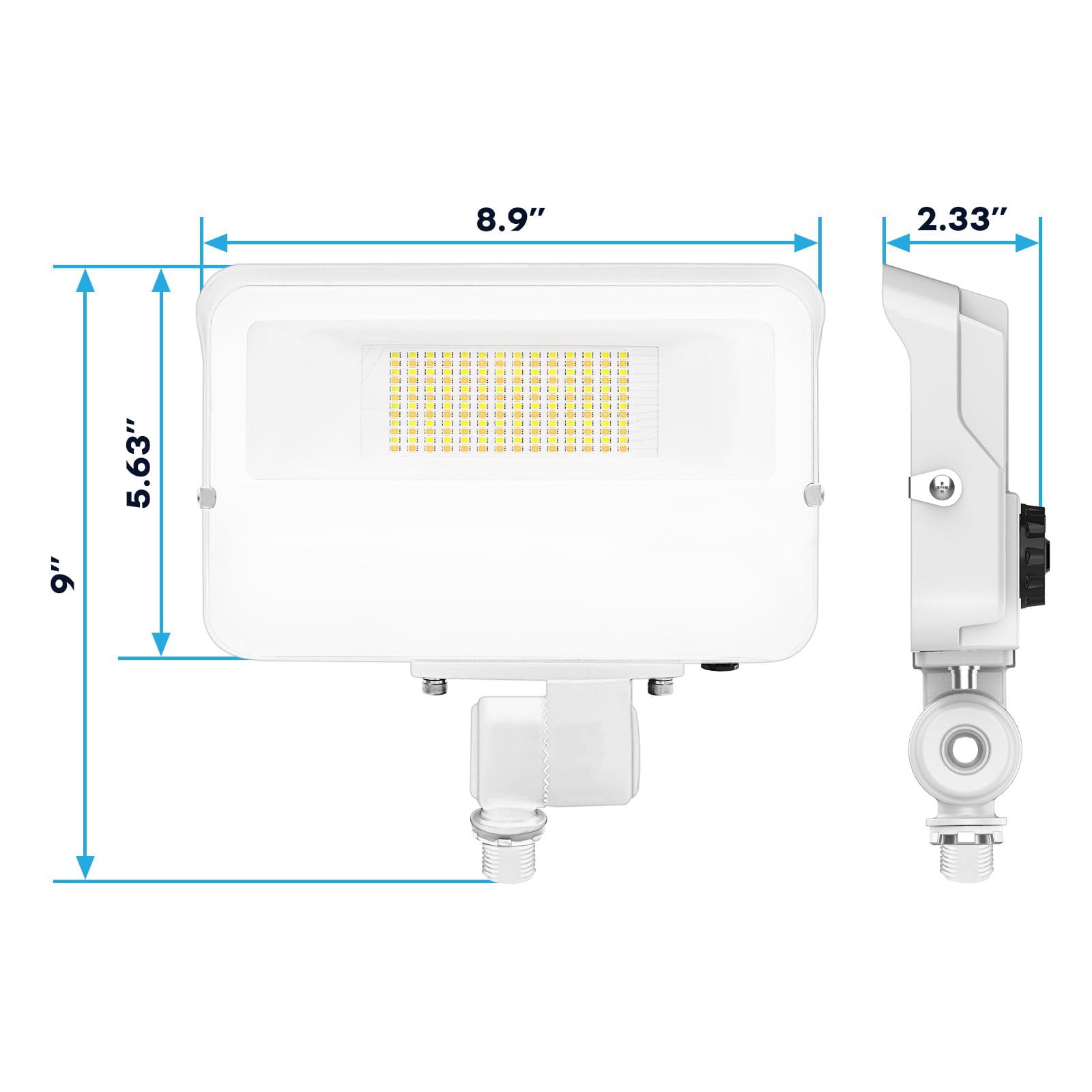 Luxrite 15/30/50W LED Flood Lights Outdoor Dusk to Dawn Sensor, 6500LM Security Light, 3CCT, Knuckle Mount White