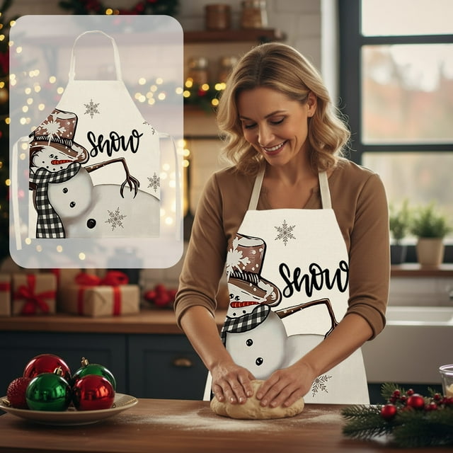 Herunwer Winter Aprons Kitchen Apron Kitchen Cooking Aprons BBQ Bib Funny Chef Apron with Adjustable Neck Strap