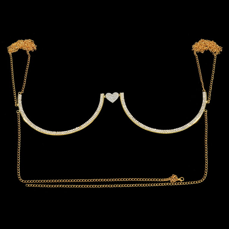  Silver Rhinestone Chest Bracket Bra Chain Body Jewelry