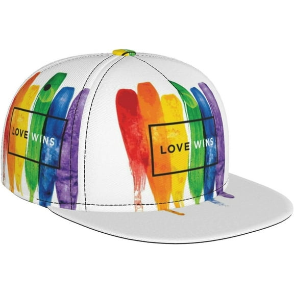 Cute LGBT Hats Rainbow LGBT Gay Pride Baseball Cap Adjustable Flat Brim Baseball Hats for Women Men