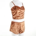 thumbnail image 2 of KOMOO Women Velvet Lace Sleepwear Sleeveless Crop Tops + Shorts Set 2pcs Pajamas Set, 2 of 4