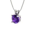 thumbnail image 2 of Clara Pucci 18K White Solid Hypoallergenic Gold 1Ct Natural Amethyst Round Brilliant Cut Solitaire Designer Necklace Pendant For February, 2 of 7