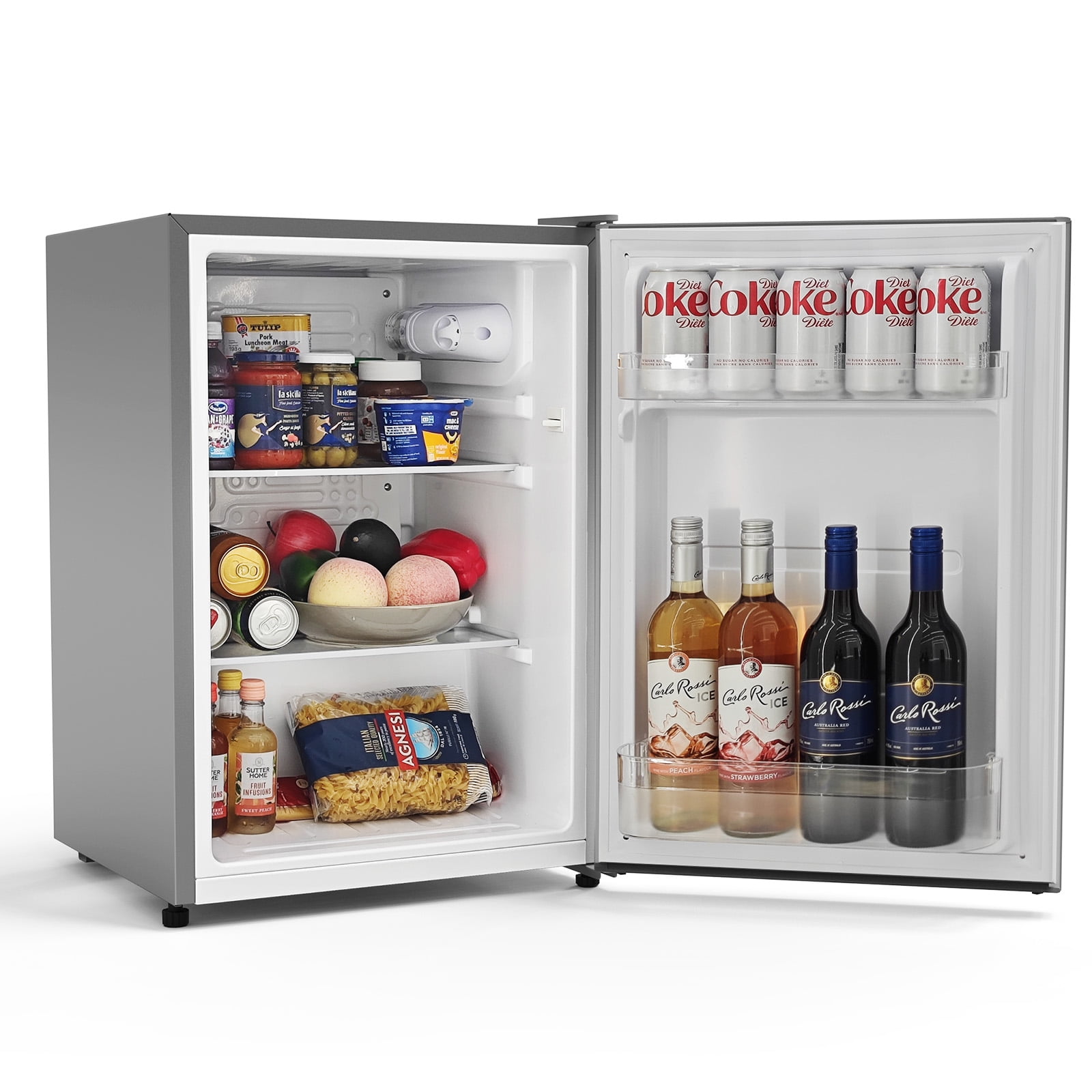 Upstreman 2.5 Cu ft Mini Fridge Without Freezer, Single Door Small Refrigerator No Freezer, Freezerless All-Refrigerator Cooler for Kitchen Office Bedroom Dorm, Silver CR26