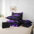 thumbnail image 4 of Purple Rose 7 Piece Comforter Set Full Bed in a Bag,Glitter Galaxy Bedding Set Sequins Fluid Art Sheet Set with Comforter Abstract Ombre Print Bed Set,Garden Flowers Boho Floral Bohemian Decor, 4 of 6
