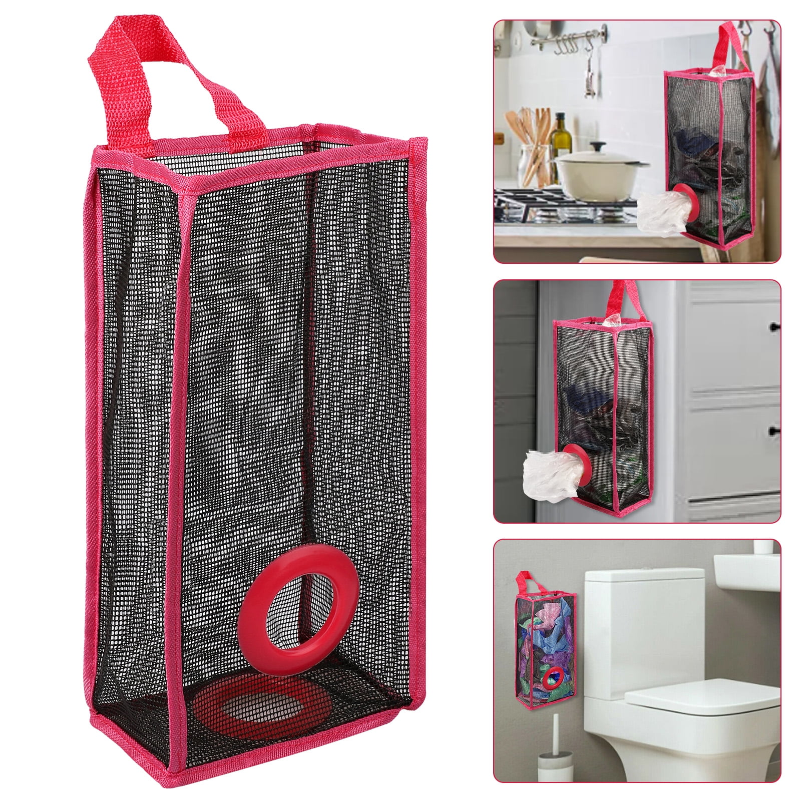 Plastic Bag Holder Wall Grocery Shopping Dispenser Access Holes Pouch