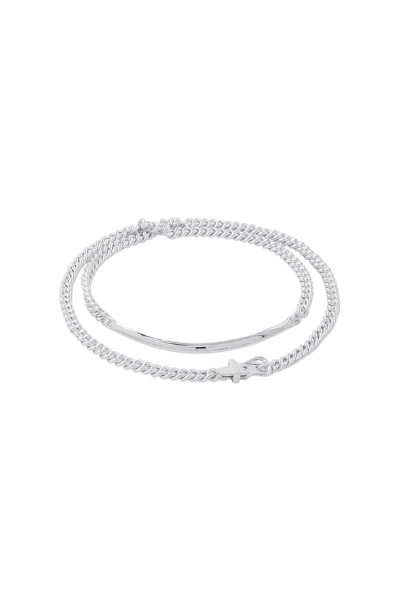 Pre-Owned Hermes Boucles Sellier Inflexible Necklace, SV925 Silver, Size PM 42.
