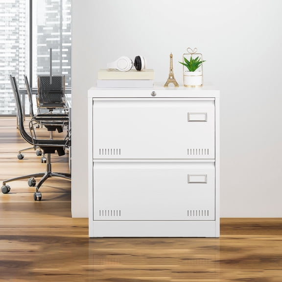 2/3 Drawer Locking Lateral File Cabinet White Metal Storage for Legal/Letter/A4/F4 Files