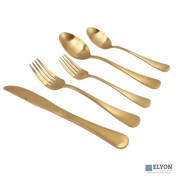 Elyon Tableware® Luly 20-Piece Matte Gold Stainless Steel Flatware Sets, Service for 4