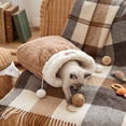 thumbnail image 6 of Winter Warm Plush Cat Sleeping Bag, 360° Wrap Cat Cave Bed Snuggle Sack, 2-in-1 Soft Fluffy Cat Hideaway Nest with Play Ball, Cozy Pet Bed for Indoor Cats, Kittens, 6 of 6