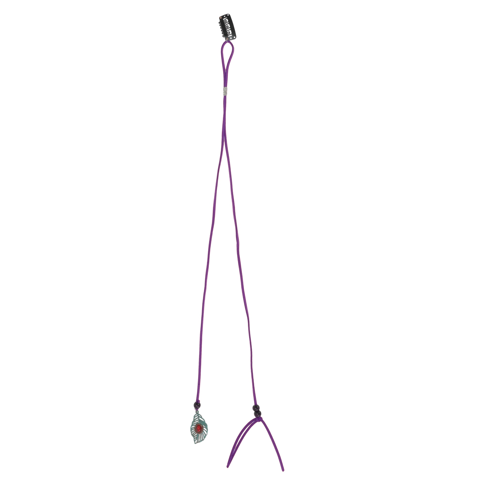 Unique Bargains Elegant Leaf Braided Hair Chain 1Pc Stylish Accessory Dark Purple 19.69"