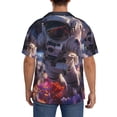 thumbnail image 3 of Pofeuu Astronaut In Cosmic Garden Print Mens Casual Short Sleeve Shirts Beach Summer Spread Collar Pocket Tops Men's Casual Short-sleeved Shirt-Large, 3 of 5