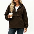 thumbnail image 2 of IUYRTFE Women's Half Zip Waterproof Jacket with Detachable Hood Long Sleeve Outdoor Windbreaker, 2 of 7