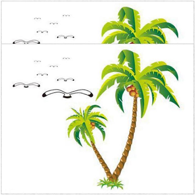 2 sets of Coconut Tree Wall Decoration Wall Stickers Removable Wall Decals
