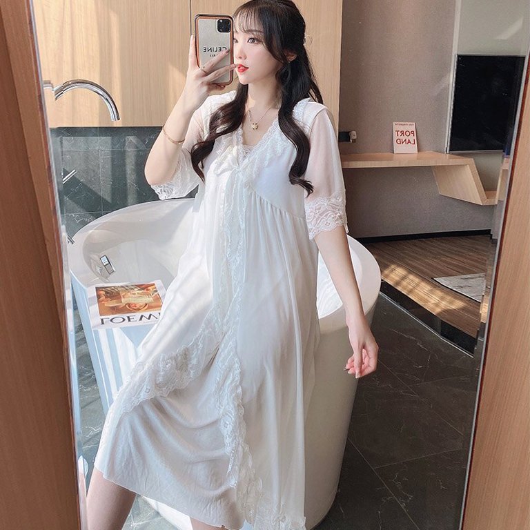 Pajamas Pyjamas Jersey Home Textile Sleepwear Sleepshirt Dress with Bra for  Ladies Summer Wholesale - China Apparel and Sleepshirt price