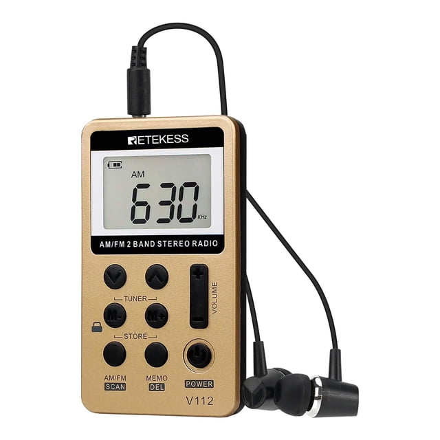 Radio Retekess V112 AM FM portátil con batería recargable