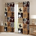 thumbnail image 2 of Homewish Retro Cowgirl Boot Black Out Curtains, Western Fashion Cow Print Curtains Pack of 2 (42x63 Each), Hippie Tribal Aztec Bedroom Curtains, Window Curtains Home Decor, 2 of 5