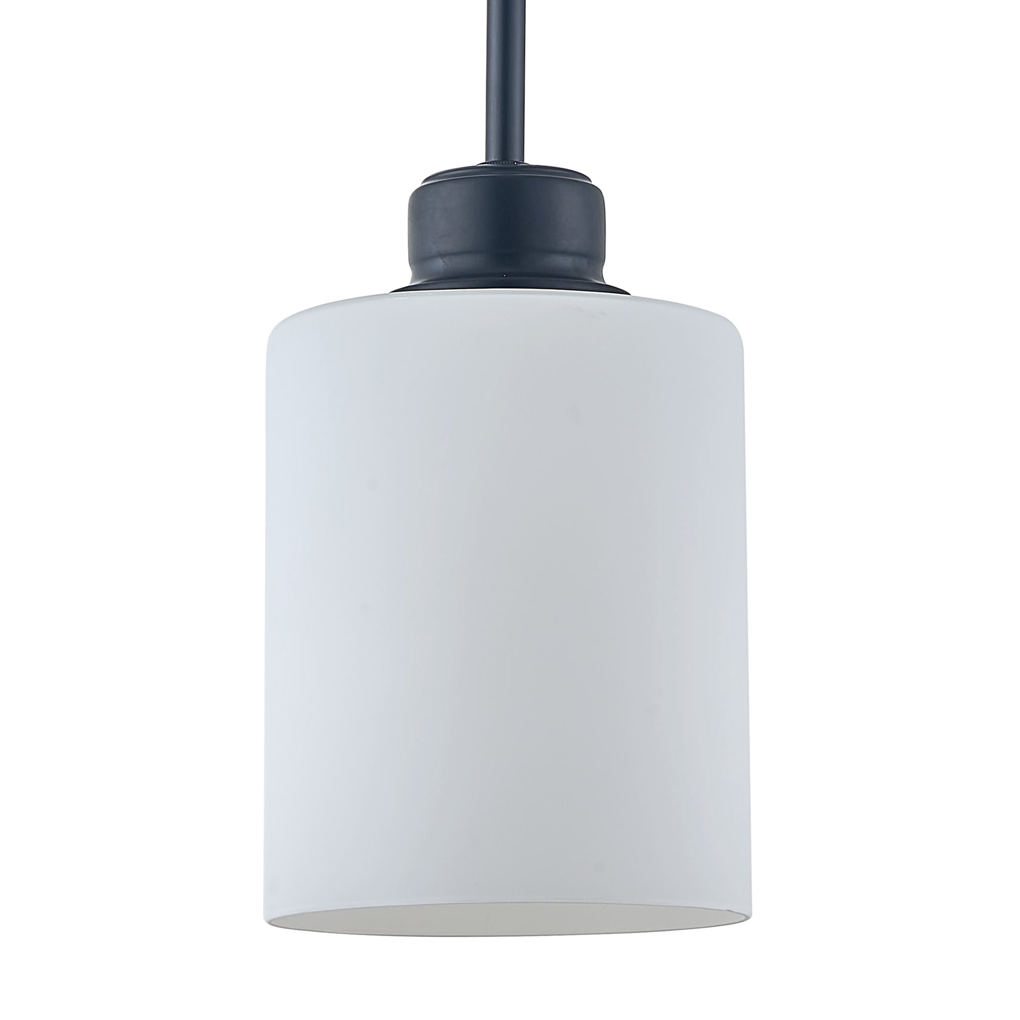 Matte Black Haddie 1-Light Mini Pendant, Dimmable with Frosted Glass Shade, Sloped Ceiling Compatible