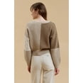 thumbnail image 2 of Blu Pepper Women's Patchwork Cable Knit Cardigan, 2 of 5